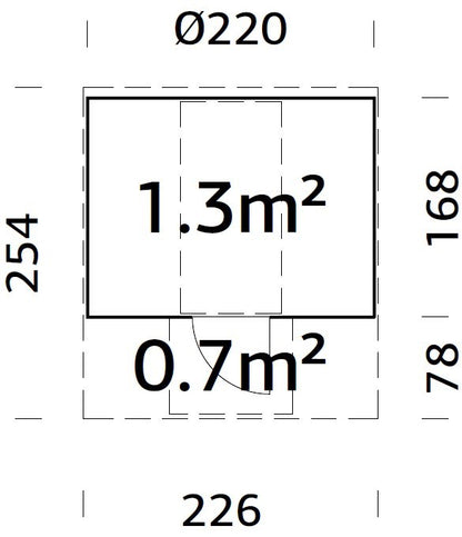 Palmako Anita 1,3+0,7 m2 - Naturbelassen