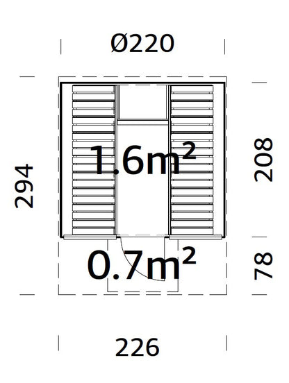 Palmako Anita 1,6+0,7 m2 mit Glasfront - Naturbelassen
