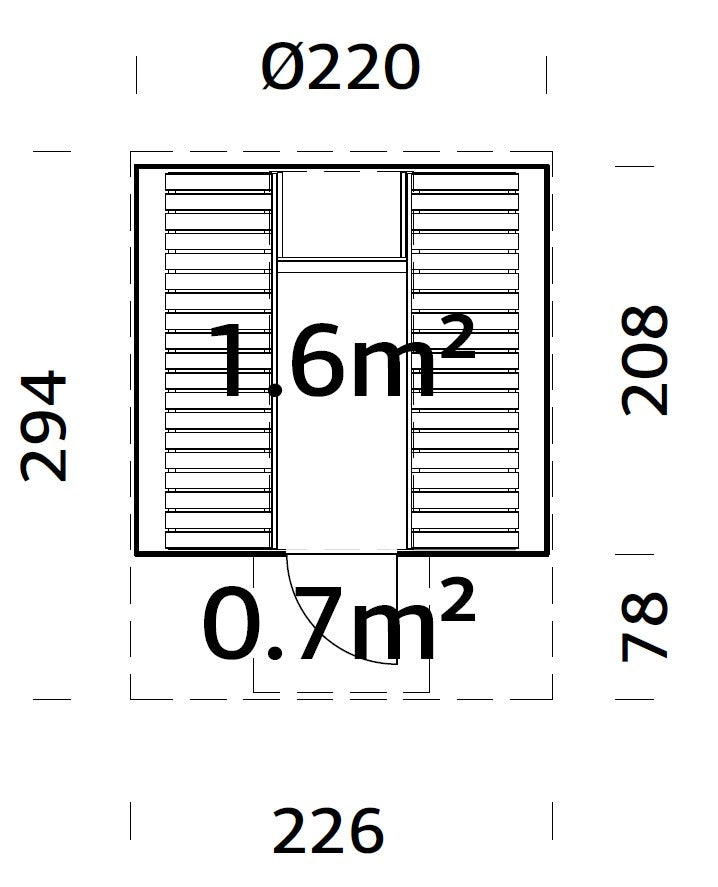 Palmako Anita 1,6+0,7 m2 - Naturbelassen