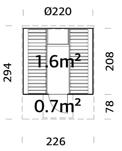 Palmako Anita 1,6+0,7 m2 - Naturbelassen