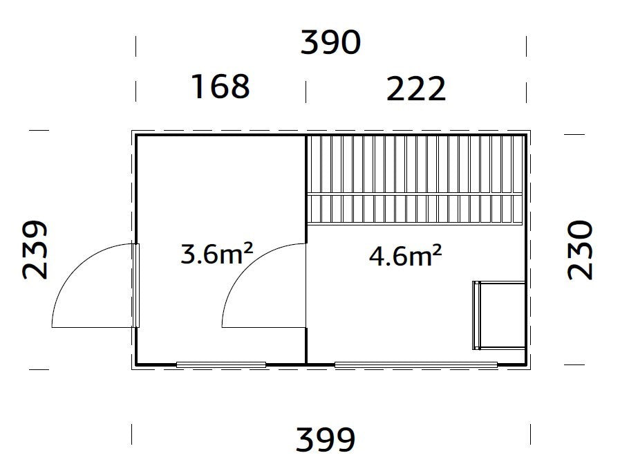 Palmako Grace Sauna 8,2 m2 - Lackiert hellgrau RAL7042 + anthrazit RAL7016