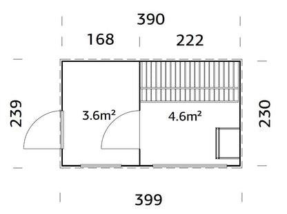 Palmako Grace Sauna 8,2 m2 - Lackiert dunkelgrau RAL7012 + anthrazit RAL7016