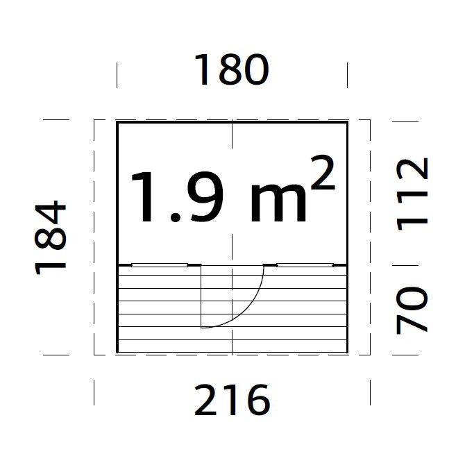 Palmako Felix 1,9 m2 - Naturbelassen