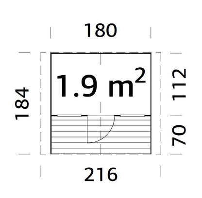 Palmako Felix 1,9 m2 - Naturbelassen