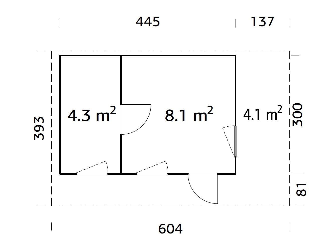 Palmako Grace 12,4+4,1 m2 - Naturbelassen