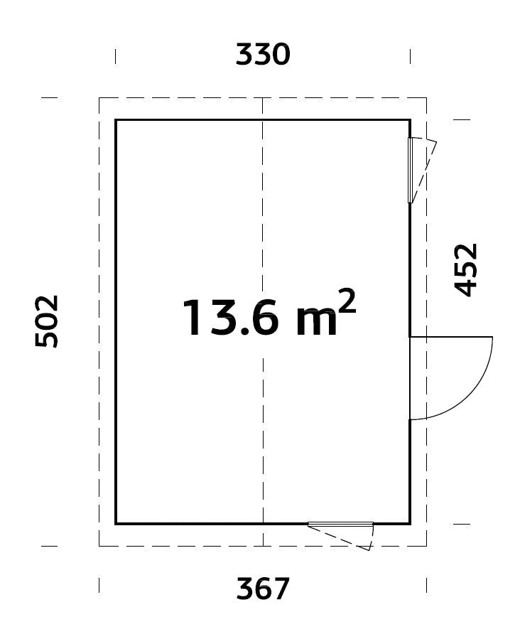 Palmako Hedwig 13,6 m2 - Naturbelassen