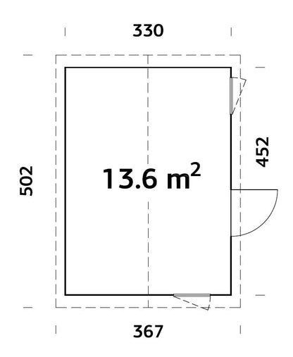 Palmako Hedwig 13,6 m2 - Naturbelassen