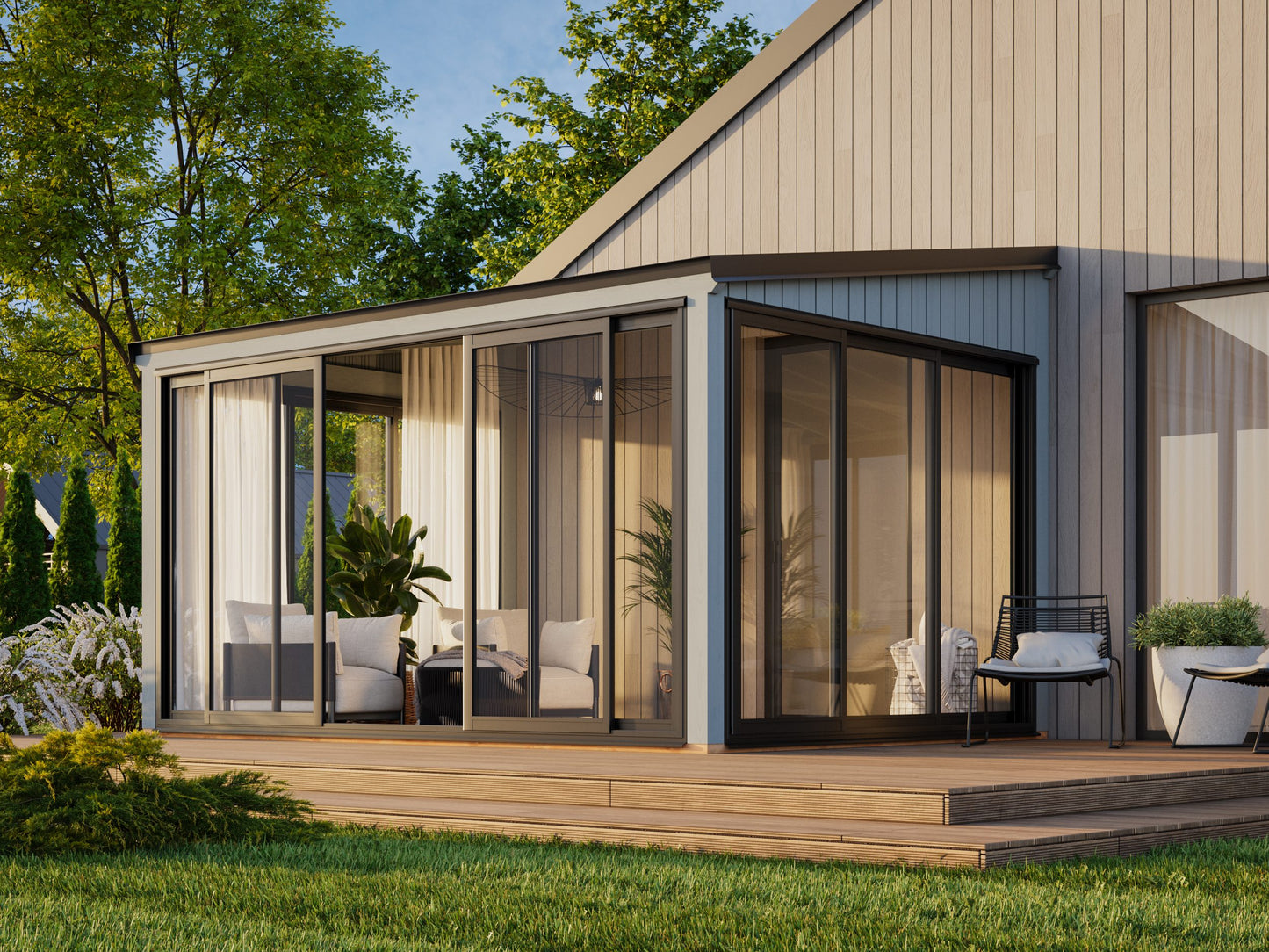 Palmako Lumi 11,6 m2 Slide - Lackiert hellgrau RAL7042