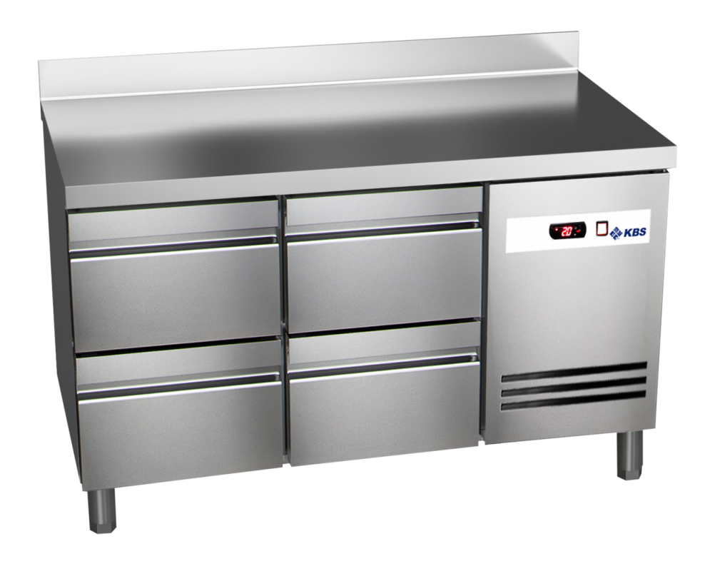 KBS Gastrotechnik Kühltisch Ready KT2004 mit Arbeitsplatte, Aufkantung 4 halbe Schubladen