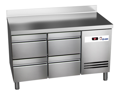 KBS Gastrotechnik Kühltisch Ready KT2004 mit Arbeitsplatte, Aufkantung 4 halbe Schubladen