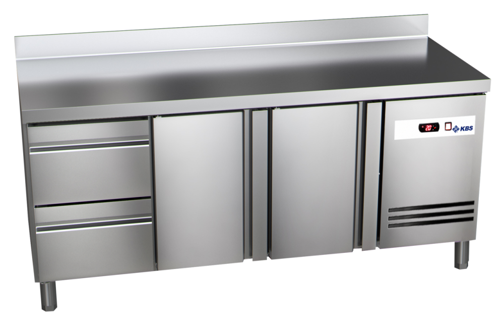 KBS Gastrotechnik Kühltisch Ready KT3002 mit Arbeitsplatte, Aufkantung 2 Türen 2 halbe Schubladen