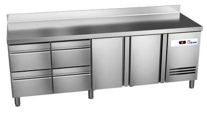 KBS Gastrotechnik Kühltisch Ready KT4604 mit Arbeitsplatte 2 Türen, 4 halbe Schubladen