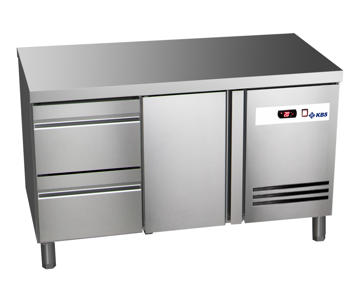 KBS Gastrotechnik Kühltisch Ready KT2102 mit Arbeitsplatte 1 Tür 2 halbe Schubladen