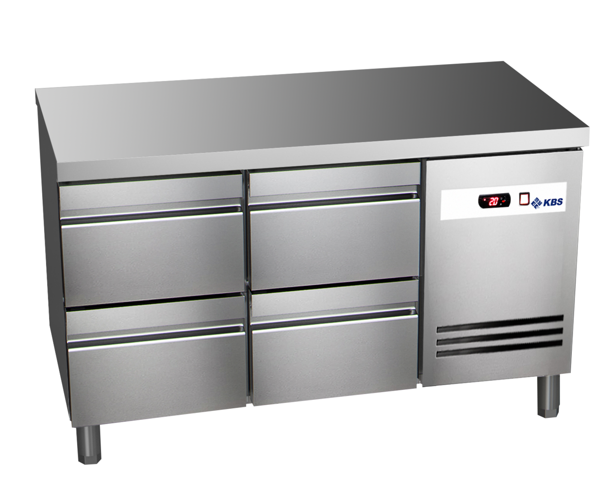 KBS Gastrotechnik Kühltisch Ready KT2104 mit Arbeitsplatte 4 halbe Schubladen