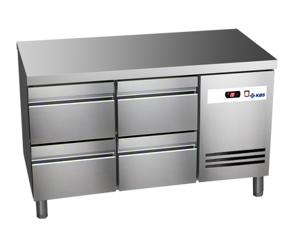 KBS Gastrotechnik Kühltisch Ready KT2104 mit Arbeitsplatte 4 halbe Schubladen