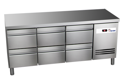 KBS Gastrotechnik Kühltisch Ready KT3106 mit Arbeitsplatte 6 halbe Schubladen