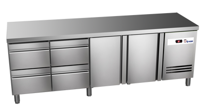 KBS Gastrotechnik Kühltisch Ready KT4104 mit Arbeitsplatte 2 Türen 4 halbe Schublade