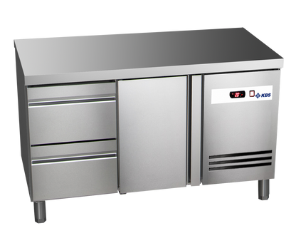 KBS Gastrotechnik Kühltisch Ready KT2602 mit Arbeitsplatte 1 Tür, 2 halbe Schubladen