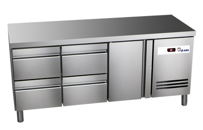 KBS Gastrotechnik Kühltisch Ready KT3604 mit Arbeitsplatte 1 Tür, 4 halbe Schubladen