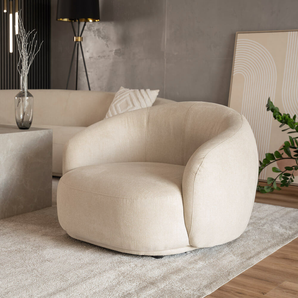 Home Deluxe Sessel CASARA Webstoff Beige - 99 x 104 x 72 cm