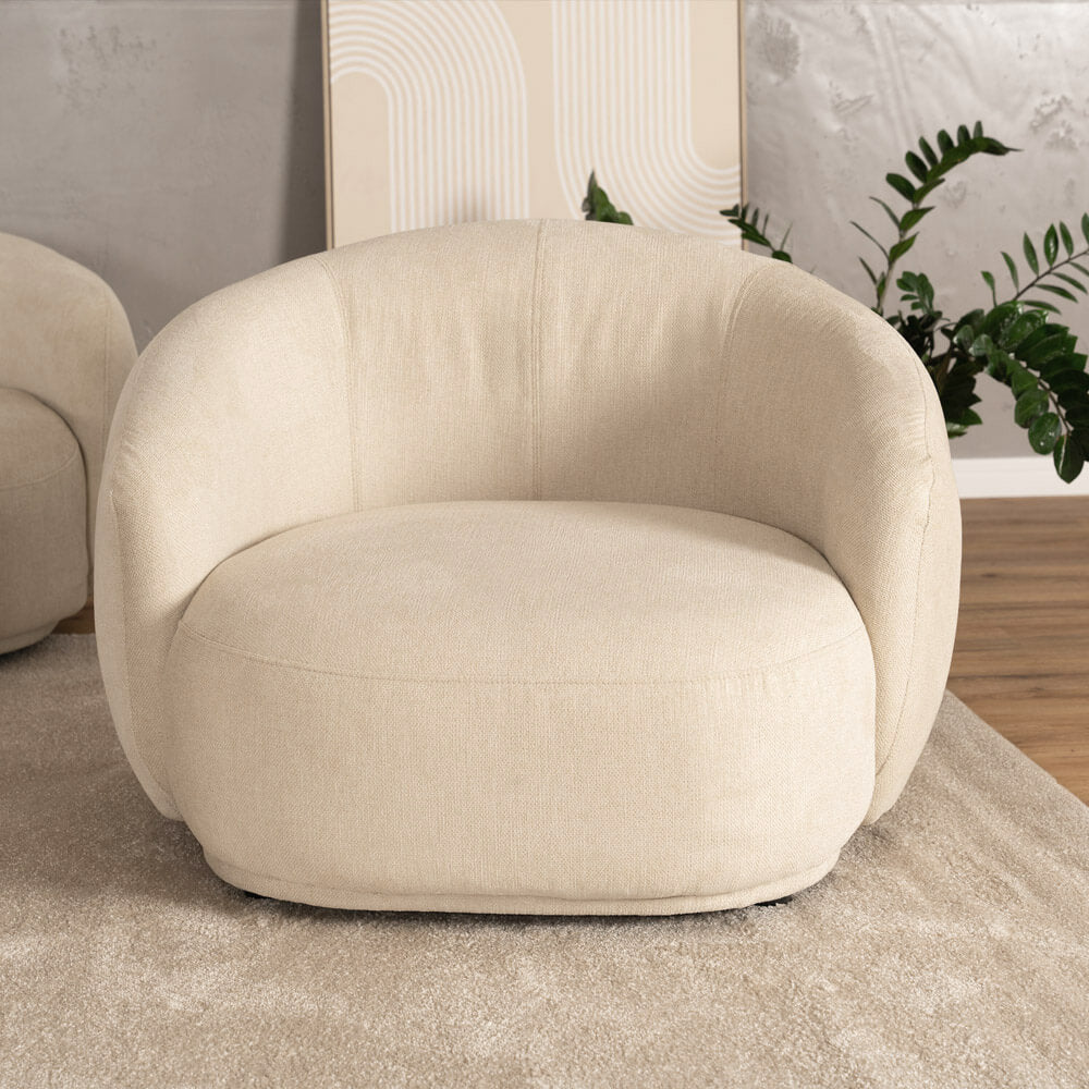 Home Deluxe Sessel CASARA Webstoff Beige - 99 x 104 x 72 cm