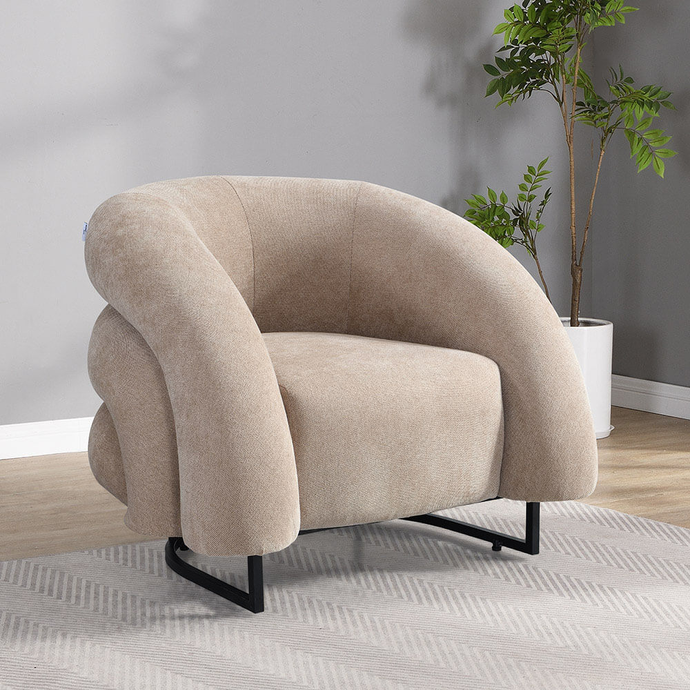 Home Deluxe Sessel MACA - Samtgewebe Beige