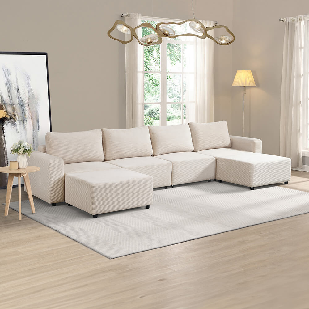 Home Deluxe Modulares Schlafsofa Beige - 380 x 168 cm