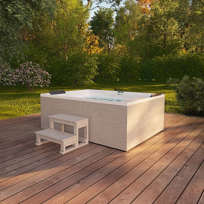 Home Deluxe Outdoor Whirlpool NIMBUS DELUXE mit Treppe und Thermoabdeckung - 190 x 140 cm für 2 Personen