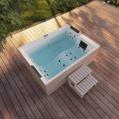Home Deluxe Outdoor Whirlpool NIMBUS DELUXE mit Treppe und Thermoabdeckung - 190 x 140 cm für 2 Personen