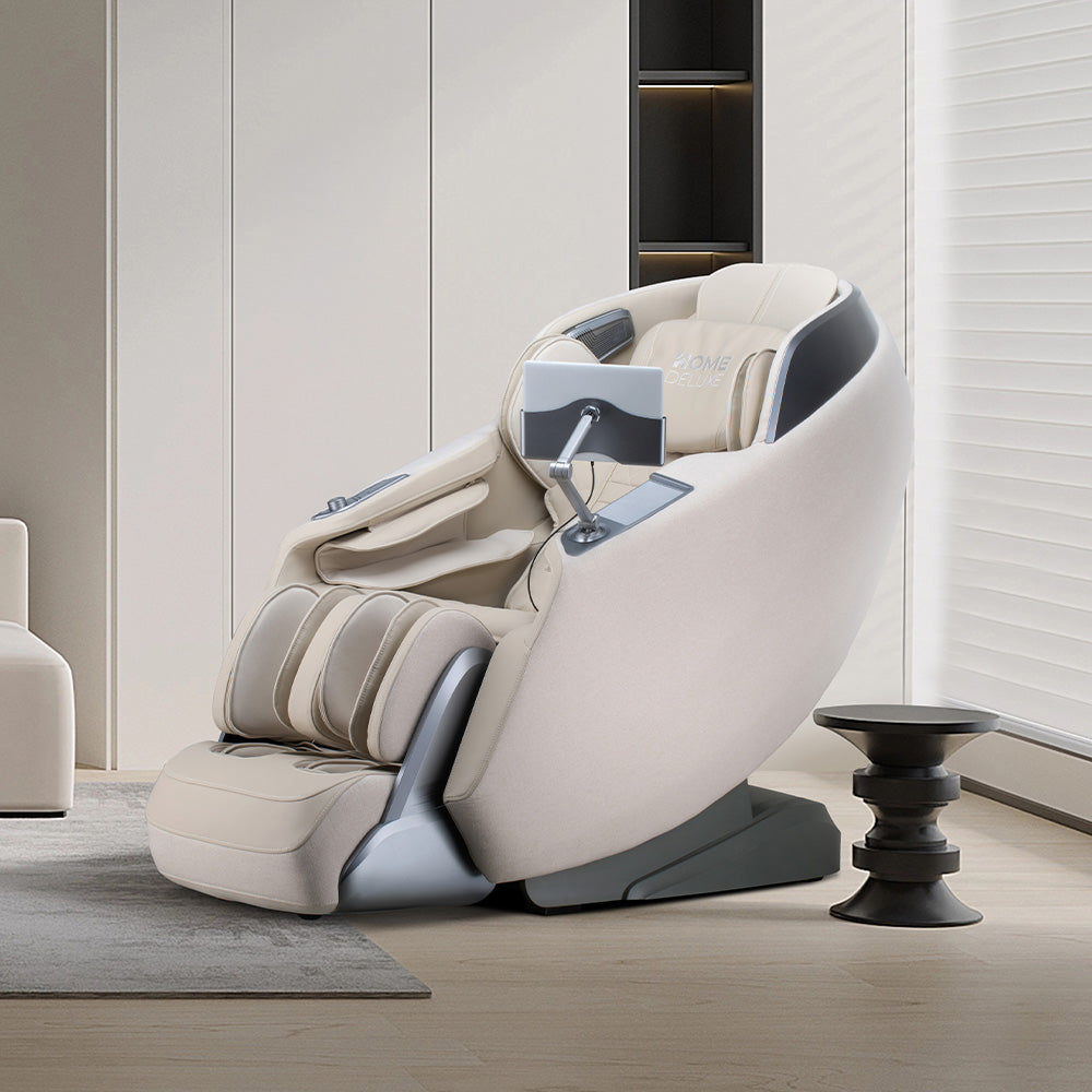 Home Deluxe Massagesessel ALVINA mit Premium Webstoffpolsterung - Beige