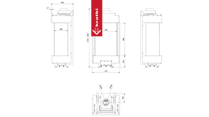 Kratki Gaskamin KRATKI LEO 45 / 68 dreiseitig Erdgas ? 100/150 5,5 kW