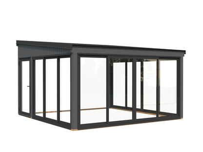 Palmako Lumi 16,6 m2 Slide Plus - Lackiert hellgrau RAL7042