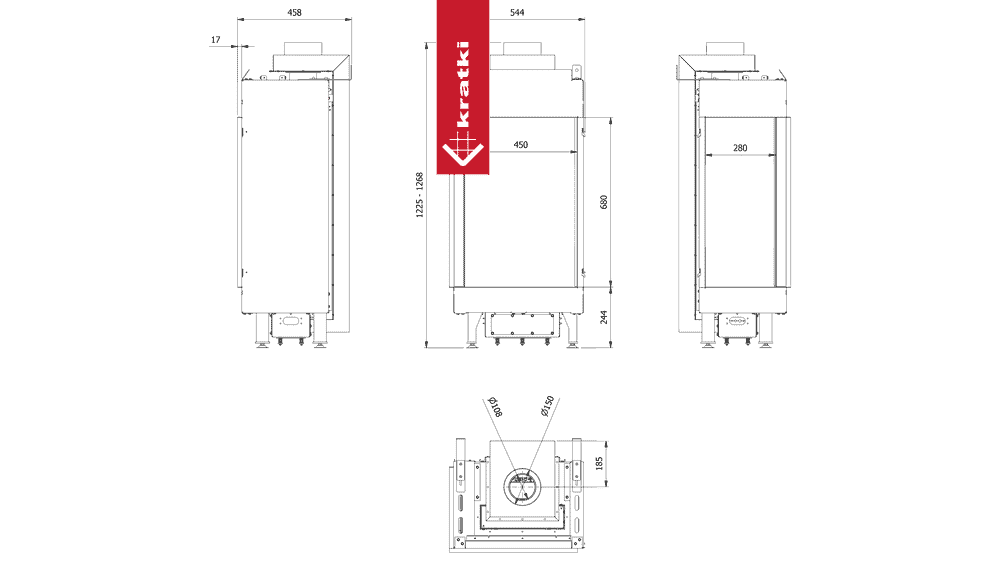 Kratki Gaskamin KRATKI LEO 45 / 68 links Propan ? 100/150 3,8 kW