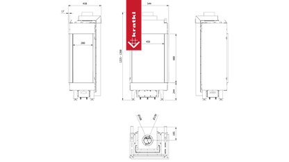 Kratki Gaskamin KRATKI LEO 45 / 68 rechts Propan Butan ? 100/150 4,1 kW