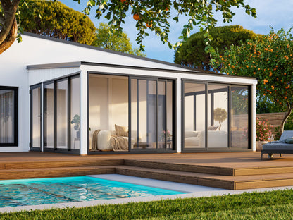 Palmako Lumi 23,3 m2 Slide Plus - Lackiert dunkelgrau RAL7012