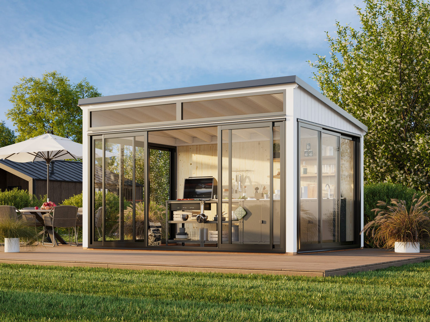 Palmako Saga 11,6 m2 Slide - Lackiert dunkelgrau RAL7012