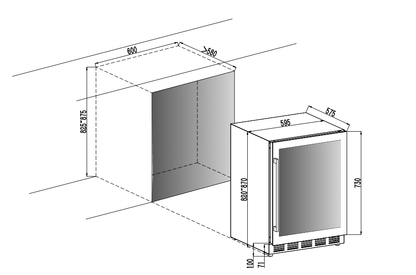 Cavin Arctic Collection 60D Fullglass Black - Unterbau-Weinkühlschrank