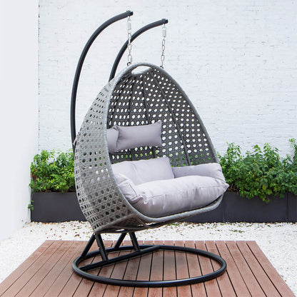 Home Deluxe Polyrattan Hängesessel TWIN - Grau für 2 Personen