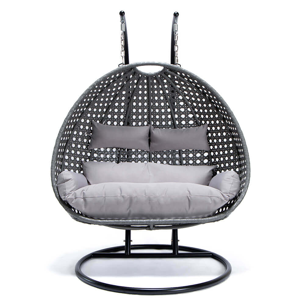 Home Deluxe Polyrattan Hängesessel TWIN - Grau für 2 Personen