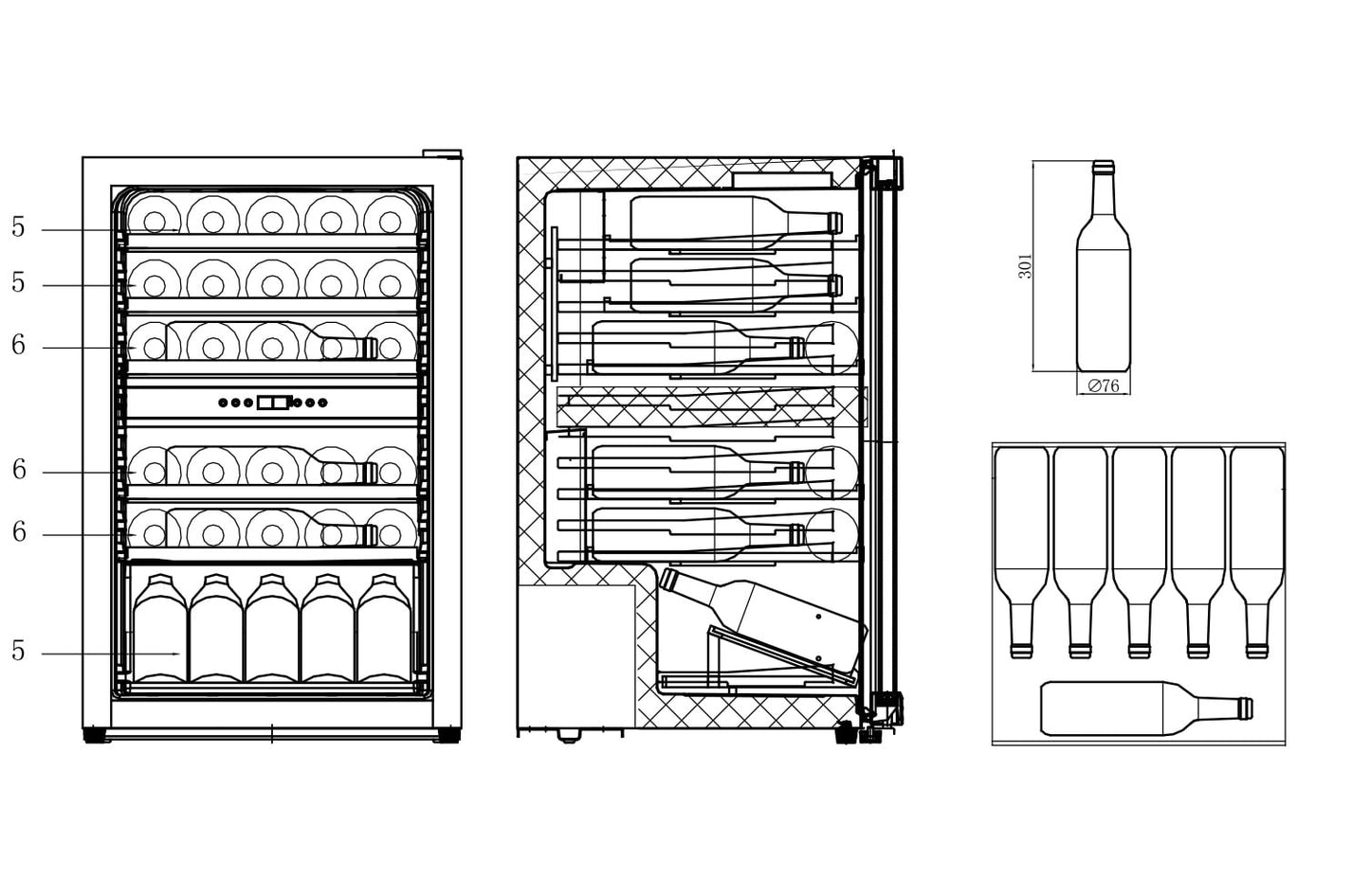Cavin Polar Collection 52 - Freistehender Weinkühlschrank