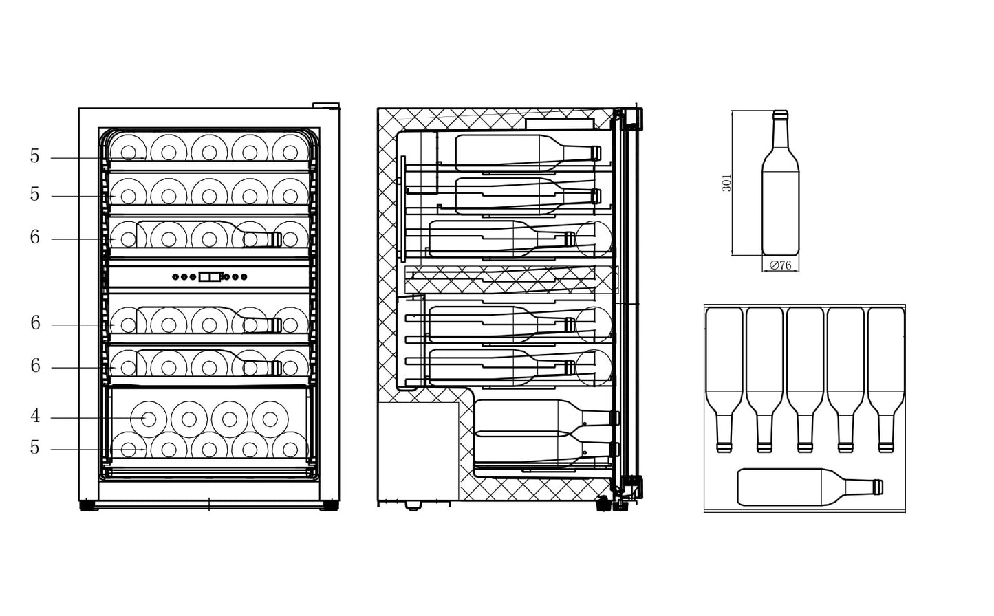 Cavin Polar Collection 52 - Freistehender Weinkühlschrank