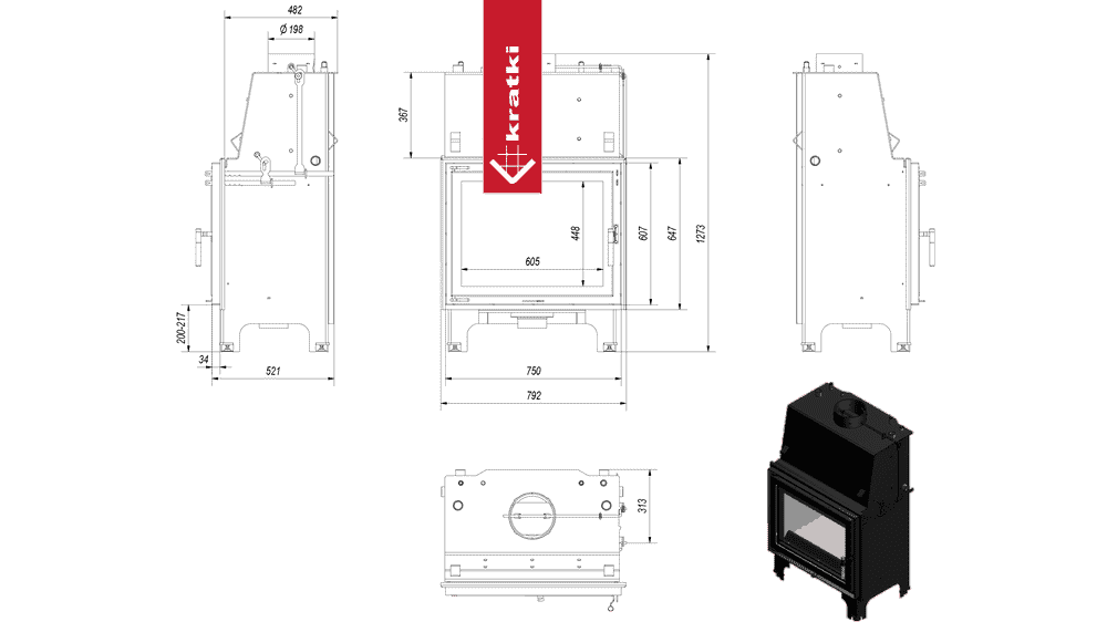 Kratki Wasserführender Kamineinsatz KRATKI AQUARIO A 14 kW Ø 200