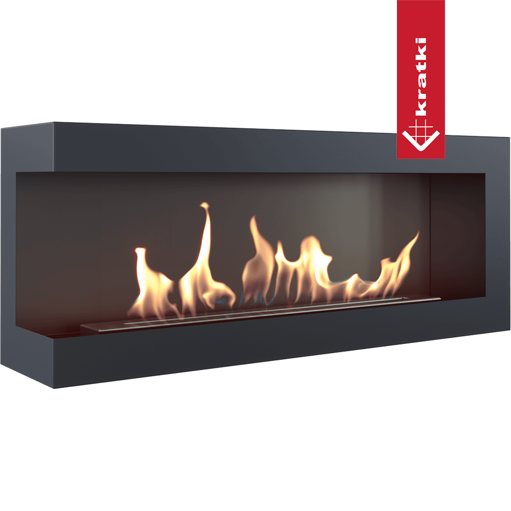 Kratki Wandkamin Bioethanol Eckkaminl DELTA links 120 cm TÜV