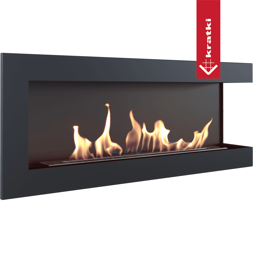 Kratki Wandkamin Bioethanol Eckkaminl DELTA rechts 120 cm TÜV