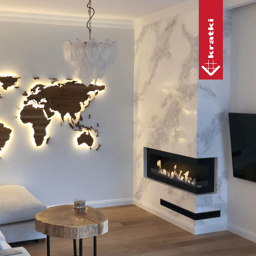 Kratki Wandkamin Bioethanol Eckkaminl DELTA rechts 120 cm TÜV