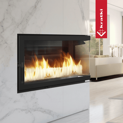 Kratki Kamineinsatz aus Stahl KRATKI ZIBI rechts 11 kW Ø 180