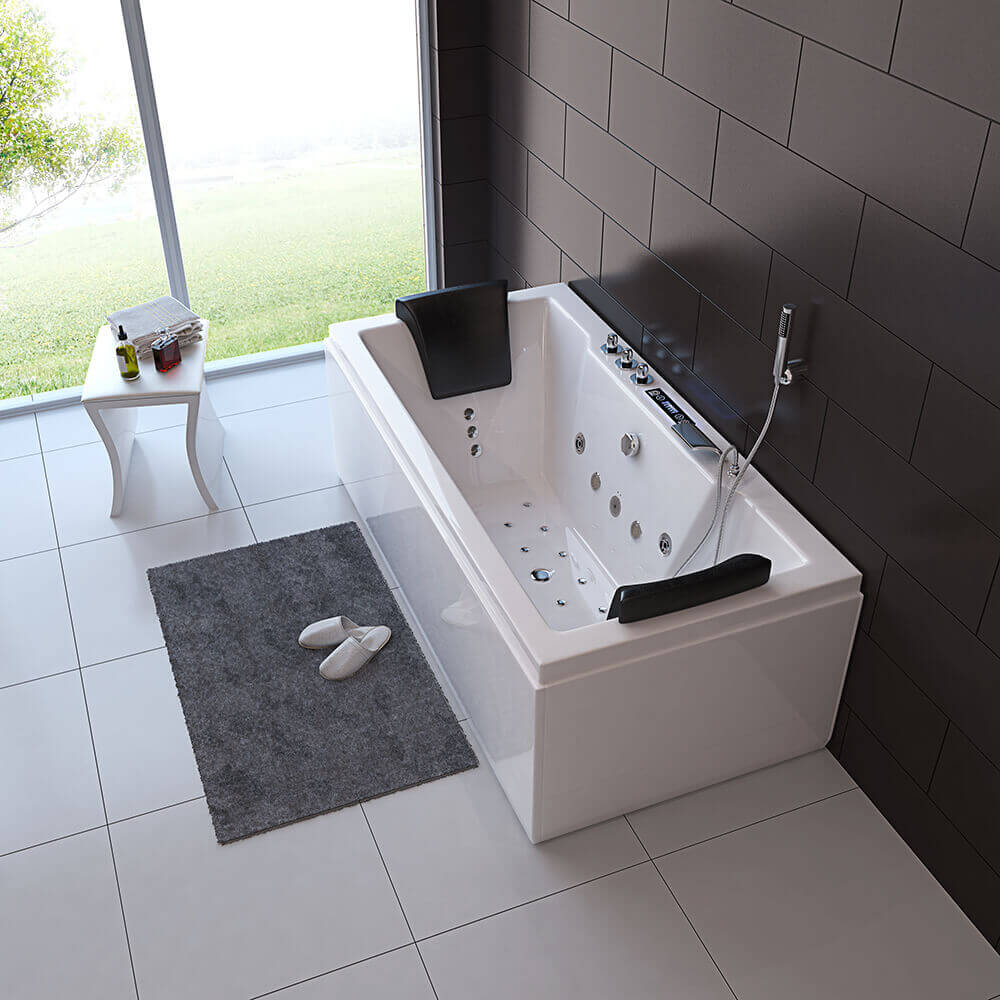Home Deluxe Whirlpool Badewanne mit Lichttherapie LAGUNA PURE M - 180 x 90 cm