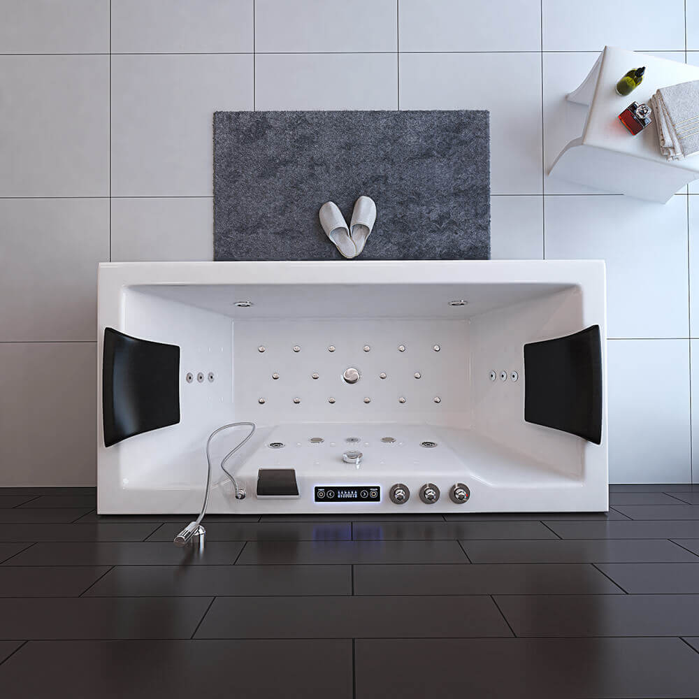 Home Deluxe Whirlpool Badewanne mit Lichttherapie LAGUNA PURE M - 180 x 90 cm