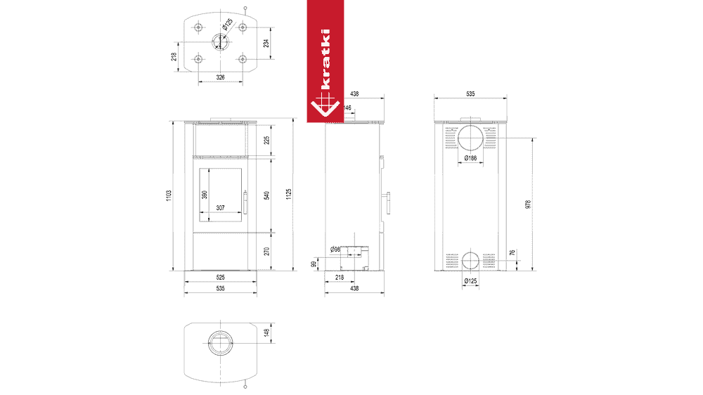 Kratki Kaminofen aus Stahl KRATKI PROTON Ø 150 8 kW