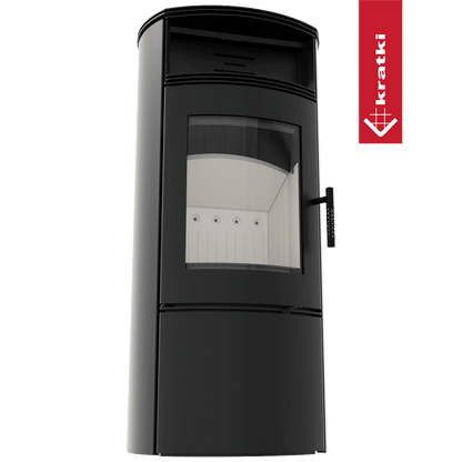 Kratki Kaminofen aus Stahl KRATKI FALCON Ø 150 10 kW Holzregal